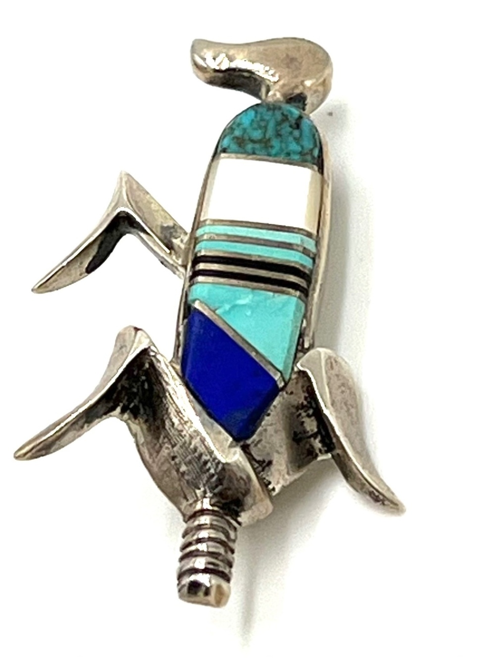 Native Navajo Corn Brooch Turquoise Lapis Sterling silver